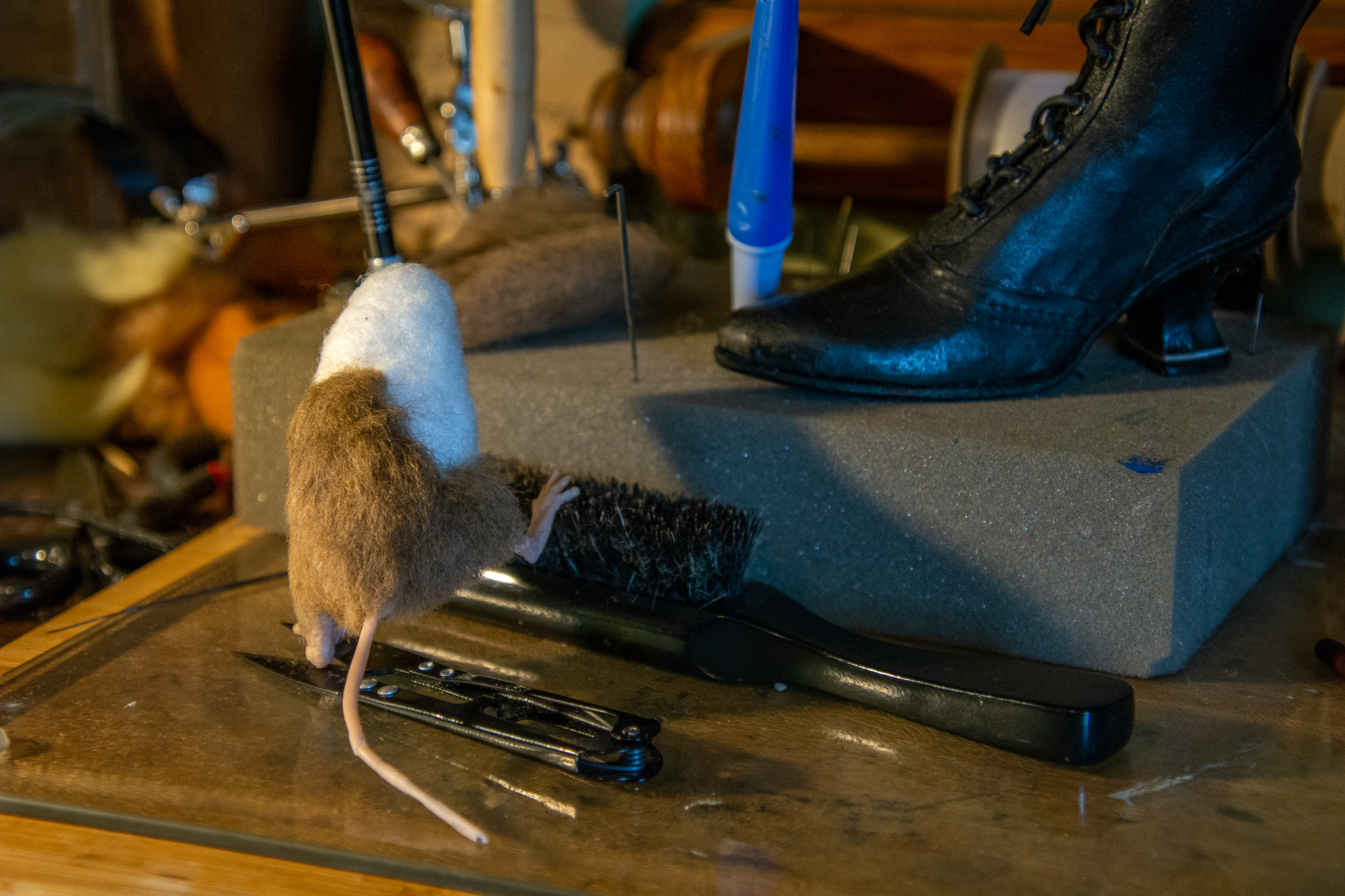 Needle Felted Rat Work In Progress from Wildlife Sculpture Artist Malachai Cribdon