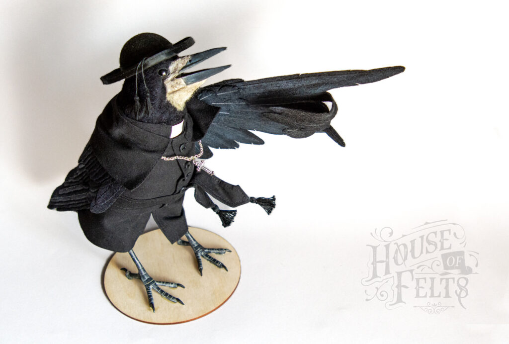 needle felted rook - part of the crow family 