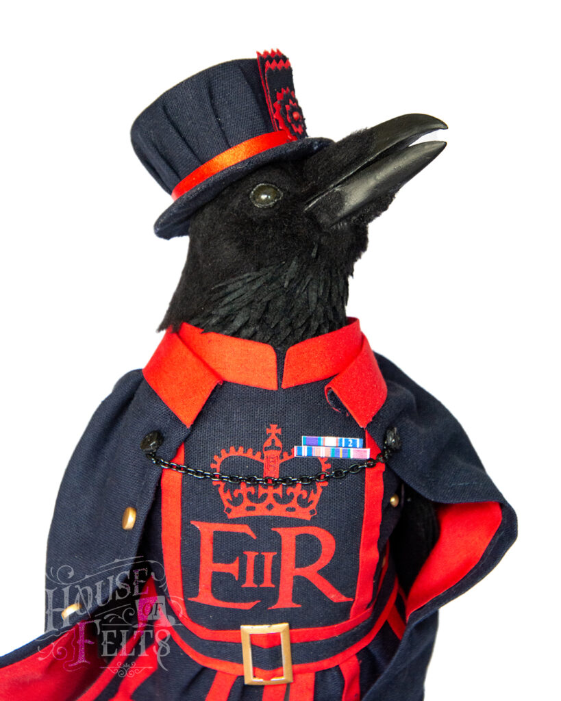 Needle Felted Beefeater Raven for the Raven Master at the Tower of London